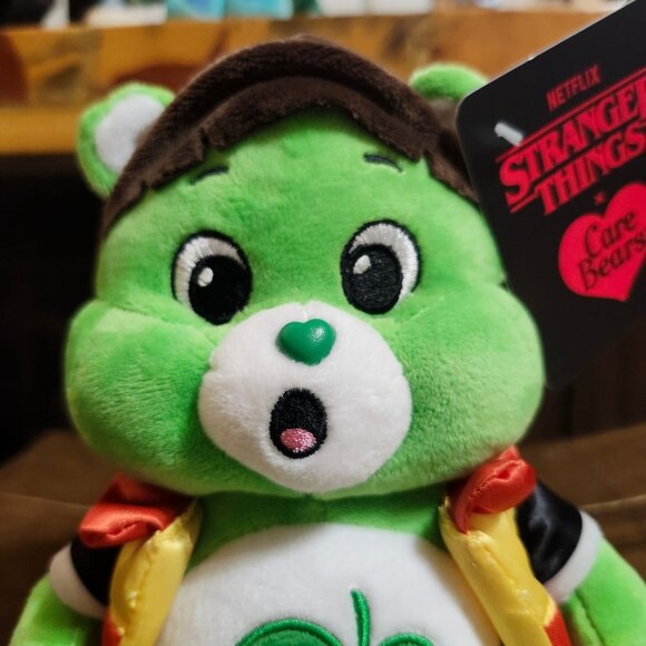 Care Bears × Stranger Things Fun Size Plush 9" Good Luck Bear Will Netflix - Picture 2 of 7